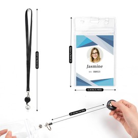 4 Pack Clear ID Card Holder with Retractable Badge Reel,Vertical ID Badge Holder with Lanyard,Retractable Lanyard with ID Holder (B)