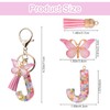 ORUZA Alphabet Initial Letter Keychain, Pink Initial Letter Keyring with