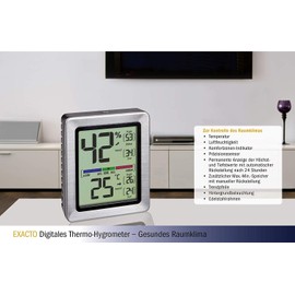 TFA Dostmann 30.5047.54 Exacto Digital Thermo-Hygrometer, Highly Accurate with Precision Sensor