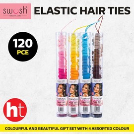 [4PK] Swosh Elastic Hair Ties, Keep Your Hair Stylishly Tied and Secure, Ideal for Everyday Use, Sports, and Parties