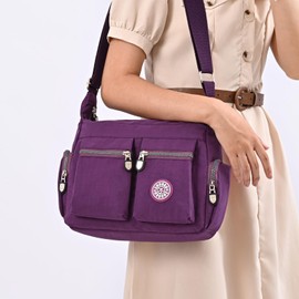 Wafybsre Casual Shoulder Bag for Women Multi Pockets Lightweight Handbag Messenger, Purple