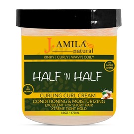 J. AMILA Half N’ Half Curl Cream - Curl Defining Cream with Frizz Control & Long-Lasting Hold - Moisturizing & Softening for Curly Hair (16 oz)