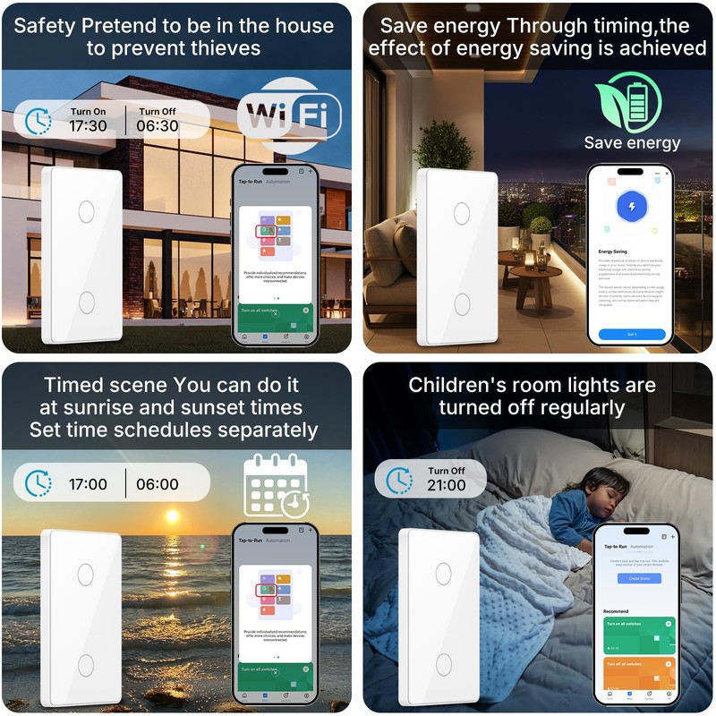 AEOLISS 2.4GHz WiFi Smart Touch Wall Single Fire Smart Light