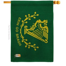 Erin go Bragh Burlap House Flag Springtime St Patrick Shamrock Leprechaun Lucky Coin Holiday March Irish Clover Small Decorative Gift Yard Banner Double-Sided Made In USA 28 X 40