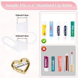 Likesing Chapstick Holder Key Chain, Silicone Lip Balm Holder with Cap Cover, Sleeve Lip Balm Holder Key Chain with Heart-shaped Key Ring(Clear Black)