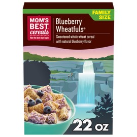 Mom's Best Blueberry Wheatfuls Shredded Wheat Cereal, Made with Whole Grain, No Artificial Flavors or Preservatives, 22 OZ Box