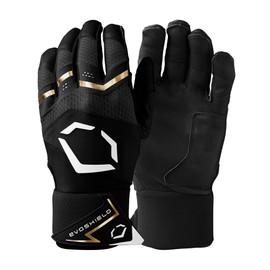 EvoShield Carbyne Adult Batting Gloves with Strap - Black, Large