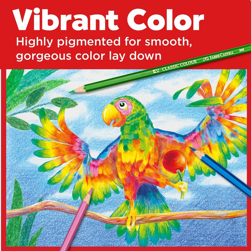 Faber-Castell Classic Colored Pencils Tin Set, 48 Vibrant Colors In