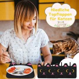 Set of 4 Pot Holders, Kitchen Accessories, Set of 4 Pot Holders, Cotton, Heat Resistant up to 250 °C, Washable Protective Cloth for Cooking, Baking, Kitchen Accessories