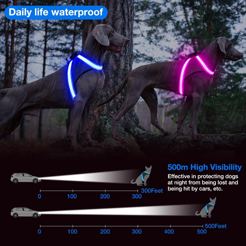 ChalkLit Light Up Dog Harness, No Pull Led Dog Harness