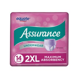 Pack of 5 - Women's Assurance Maximum Fresh Lavender Color Underwear 2XL, 14 Count