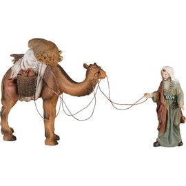 MaMeMi Nativity Figurine Camel with Driver [Height 11 or 14 cm, Hand-Painted] Beautiful Nativity Scene Accessories for Your Nativity Scene [Made of Durable Polyserine/Resin]