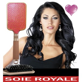Hair Brush with Stars, Rhinestones, Pink, Smooth, Detangling with Shine, Ultra Light, Non-Slip Handle, Royal Silk, Organic Treatment 15ml