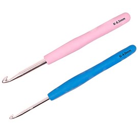 Auvoau 4mm 6.5mm Crochet Hooks Extended Knitting Needles Ergonomic Crochet Hooks Kit for Arthritic Hands with Stitch Markers Needles for Beginners and Crocheting Yarn