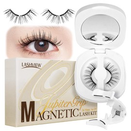 LASHVIEW CT27 Magnetic False Eyelashes, Integrated Magnetic False Eyelashes, No Glue Required, Fluffy, No Makeup Feel, Reusable, Suitable for Thin Makeup