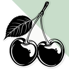 'Cherries with Leaf' Clear Sticker Decal – Waterproof Film for Windows, Cars, Walls & Crafts, XL (460mm) (DC00135443)