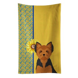 Caroline's Treasures Decorative Absorbent Summer Sunflower Kitchen Dish Hand Towel Cloth with Breed of Dog, Yorkshire Terrier-Puppy Cut Black and Tan
