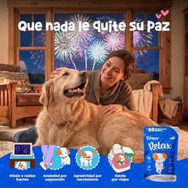Waggy´s Relax - Suplemento Natural para Estrés y Ansiedad en Perros | Relajante con Té Verde, Ashwagandha y Pasiflora | Ayuda con Ansiedad por Separación, Ruidos Fuertes y Viajes | (60 Soft Chews)