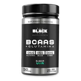 Black Supplements Aminoácidos Bcaas  Glutamina 1kg