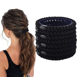 Jewemia 8PCS Hair Tie Ponytail Holders Braided Hair Ties Elastic Hair Bands Hair Accessories for Women and Girls Thick Hair (Black series)