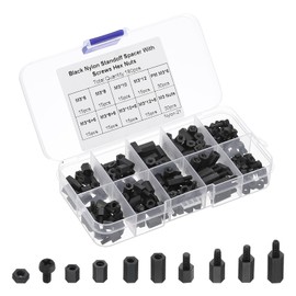PATIKIL M3 Male Female Nylon Hex Spacer Standoff Kit, 180Pcs Motherboard Standoffs Assortment Kit, Electrical Outlet Spacers, Screws Nuts for PCB Motherboard, Circuit Board, Black