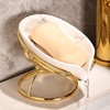 Dobbyby Leaf-Shaped Ceramic Soap Dish with Drain, Soap Holder, Soap