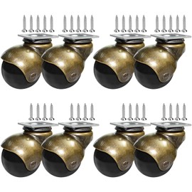 MYSIT 2 Inch Vintage Ball Casters Swivel Top Plate Caster Wheels Antique Brass Furniture Wheels Set of 8