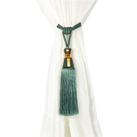 Tex family Embrasse Willson Tiebacks with Tassels and Balls Pack of 2, Green