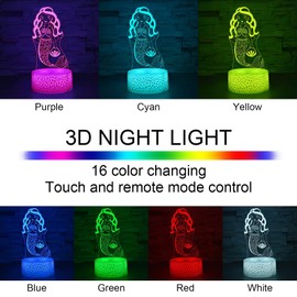 i-CHONY Mermaid Gifts Night Light for Girls,Mermaid 3D Illusion Lamp with Remote & Smart Touch 16 Colors Dimmable Bedroom Decorations Bedside Lamp,Mermaid Toys for Kids Girls Teens Birthday Gift