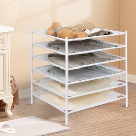 STORAGE MANIAC Sweater Drying Rack, Mesh Clothes Drying Rack, Stackable Laundry Drying Rack, Lay Flat Dryer for Delicates, Portable Dry Rack for Indoor or Outdoor, White, 6-Pack