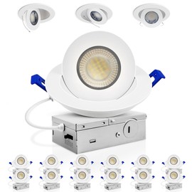 Adetu 4 Inch Gimbal Led Recessed Lights, 360°+90° Adjustable Directional Recessed Lighting, 2700K/3000K/3500K/4000K/5000K Dimmable Retrofit Eyeball Can Lights with Jbox,ETL(White,12 Pack)
