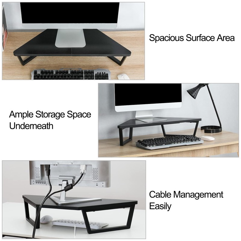 TEAMIX 26 inch Triangle Monitor Stand Riser, Desktop Corner Shelf
