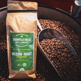 Organic Coffee, Medium Roast - Ground Coffee, 100% Arabica Colombian Coffee, Fresh Roasted Medium (1 L)(5 L) - Saxonville Mills Coffee