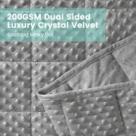 Wemore Minky Dot Weighted Blanket for Adults King Size 15 lbs, Soft Cozy Heavy Blanket for Bed and Couch, Breathable Blanket for All-Season with Glass Beads, Grey 80 x 87 inches
