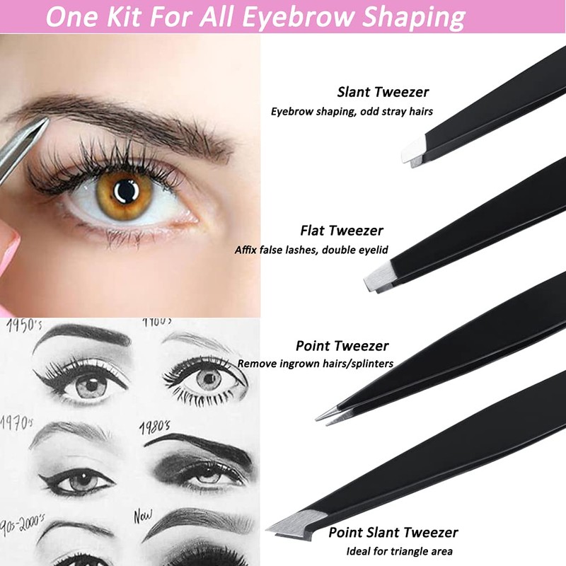 HappyGo Precision Tweezers Professional Stainless Steel Tweezer Set 6 Pack