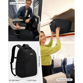 HanTrip Travel Laptop Backpack for Women Men, 18 Inch Large Work Backpack for Commuter College School Book Bags, Water Resistant Backpack with Luggage Strap Water Bottle Pocket Chest Strap, Black