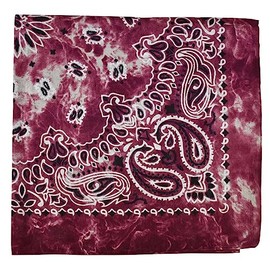 NYFASHION101 Unisex Double Sided Print Paisley Cotton Bandana Head Wrap Scarf, Burgundy Tie Dye, One Size