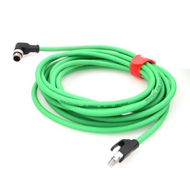 DRRI Right Angle M12 4pin D-Code Male to RJ45 Waterproof Ethernet Shielded Cat5E Cable for Industrial Ethernet Applications