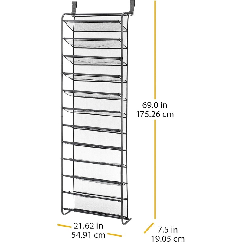 Plexon Over The Door Shoe Rack, 36 Pair, 69" H