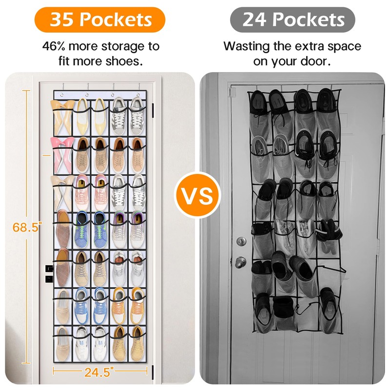 MISSLO 35 Large Pockets Over The Door Shoe Organizer Sturdy