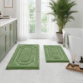 HOMEIDEAS Bathroom Rugs Sets 2 Piece Sage Green 16 * 24"+20 * 32"