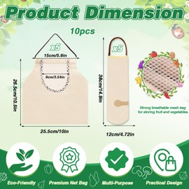 10 Pack Hanging Mesh Produce Bags, Onion Storage Bag Garlic Storage Bag Potato Storage Bag, Farmers Market Bag Grocery Bag Vegetable Storage Bags (10)