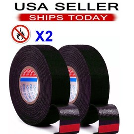 Allzom 2 Heat-Resistant Car/Auto Tape Wire Flame Fireproof Cloth Electric Black Fabric