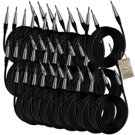 Fat Toad 20ft Instrument Cables (ShieldedPRO X Series) 24 Pack – 1/4 Inch Gold Straight-End Guitar Cords – 24 AWG Wires for Amp, Bass, Keyboard, Studio Use
