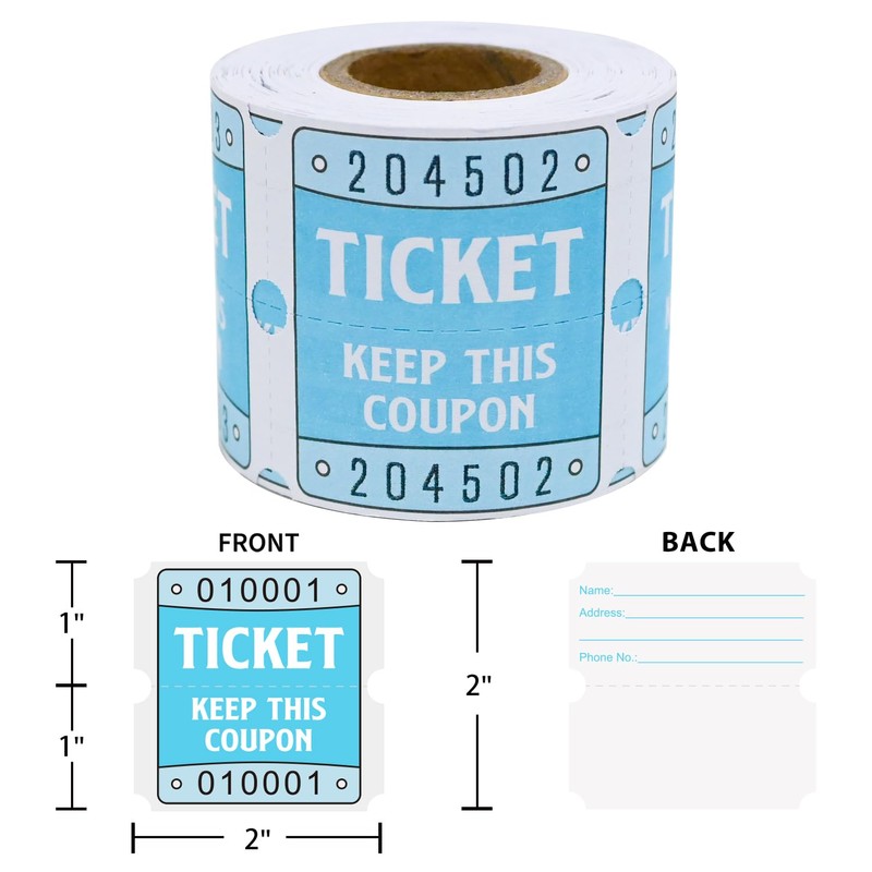DGBDPACK 250 Raffle Tickets, 50/50 Double Roll Tickets for Raffles,