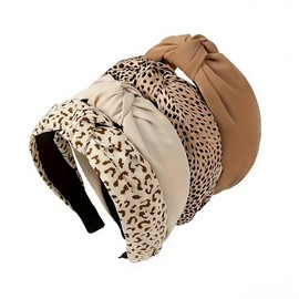 GeorgeX Diadema para Mujer, 4 Piezas Elegante Diadema Antideslizante, Set de Diademas Multiestilo, Estampado de Leopardo