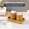 MaisoNovo Rattan Bathroom Set - Clear Countertop Dispenser, Toothbrush Holder