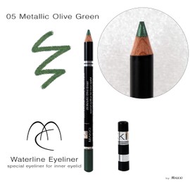 Makki 05 Metallic Olive Green Waterline Kohl Eyeliner - Special Kajal for Inner Eyelids - Revitalising and Waterproof - Sensitive Eyes Hypoallergenic Eyeliner