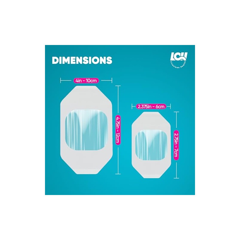 50 Pack Waterproof Transparent Film Dressings - 2 Sizes