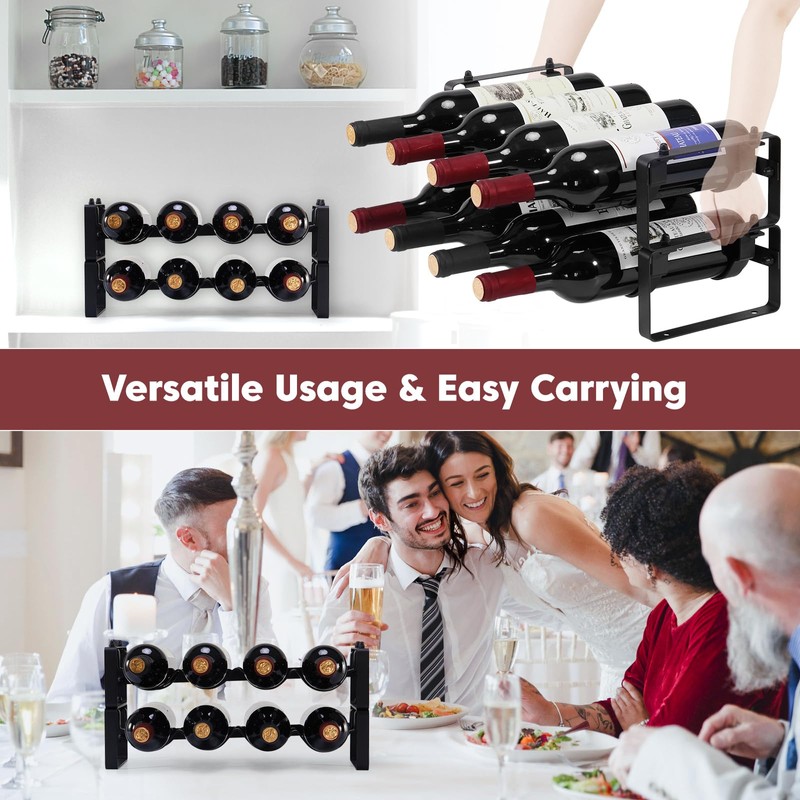 ICOHOT Stackable Wine Rack Countertop, Sturdy Wine Bottle Holder Freestanding